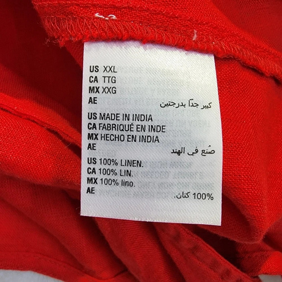 Set Of 2 Charter Club Luxury 100% Linen Red And Floral Tie-Front Top Size XXL - Picture 9 of 12